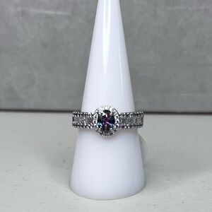 Rainbow Topaz on Rhodium Plating Ring